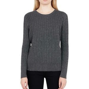 Hillard & Hanson Cable Knit Crewneck Heather Gray Sweater